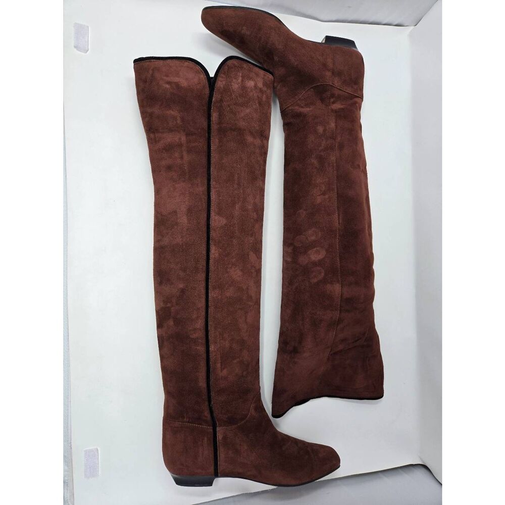 YVES SAINT LAURENT VINTAGE RUST BROWN SUEDE OVER KNEE TALL BOOTS 22" WOMENS 8 N - Picture 2 of 6